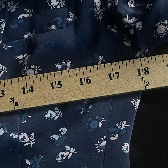 DVF Diane Von Furstenberg Womens Silk Floral Blazer Size 2 Blue Lined Casual - Picture 10 of 12